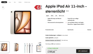 Apple iPad Air 5G Apple M TD-LTE & FDD-LTE 1 TB 27,9 cm (11″) 8 GB Wi-Fi 6E voor €999 bij Amac