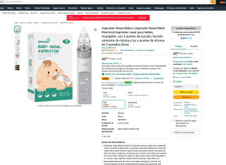 Aspirador Nasal GROWNSY para Bebes por tan solo 16,39€