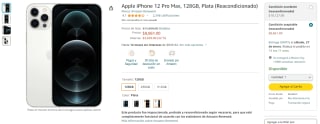 iPhone 12 Pro Max 128GB Reacondicionado por $9,045.75 en Amazon
