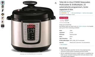 Tefal All-in-One CY505E multicooker voor €62,79 na cashback bij Amazon NL