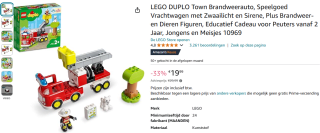 LEGO Duplo Town Brandweerauto 10969 voor €19,99 bij Amazon