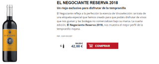6 Botellas de El Negociante Reserva 2018 por 32€
