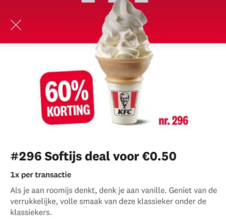 1 Soft ijsje voor €0,50 bij KFC