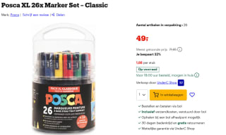 Uni Posca Verfmarker XL Set Classic 26 stuks voor €49 bij Bol