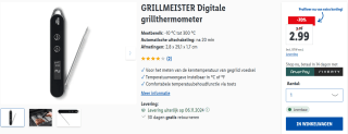 Grillmeister digitale grillthermometer voor €2,99 bij Bol