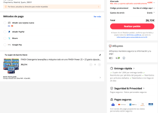 FINISH Detergente lavavajillas a máquina todo en uno FINISH Power 25 + 25 gratis cápsulas 5ud 250 pastillas total por 26,13€