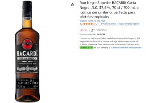 2 Botellas de Ron Negro Superior BACARDÍ Carta Negra 70cl por 16.32€