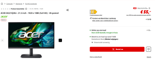 ACER EK221QHbi 21.5" monitor voor €55 bij MediaMarkt