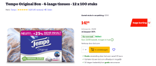 Tempo Original Box 12 dozen voor €14,94 bij Bol.com