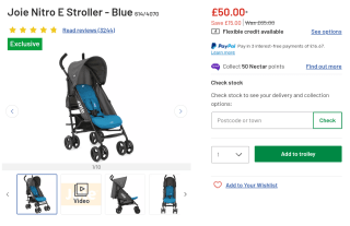 Joie Nitro stroller Blue for £50 at Argos