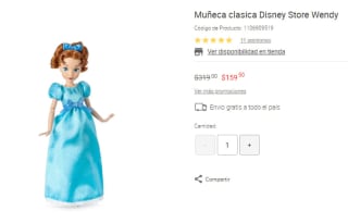 Muñeca Clasica Disney Store Wendy por $160 en Liverpool