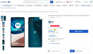 Smartphone da Motorola, modelo Moto G42 de 128GB - R$ 899,10