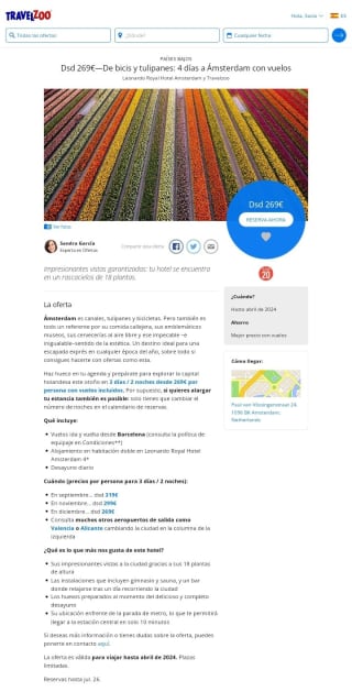 Escapada a Ámsterdam 3 dias Hoteles + Vuelos desde 269€ por persona.persona