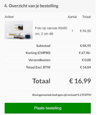 Eigen Foto op canvas 90x60cm voor €16,99 dmv code bij CanvasCompany