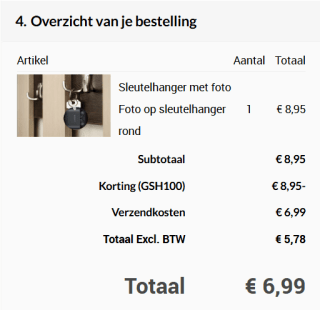 Sleutelhanger met eigen foto voor €6,99 incl. verzending
