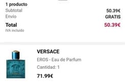 Eau de Parfum Versace Eros 100ml EDP por solo 53,99€