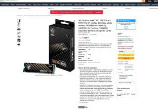 MSI Spatium M450 SSD 1TB PCIe 4.0 NVMe M.2 V1 por solo 50,99€