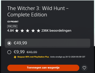 The Witcher 3: Wild Hunt - Complete Edition voor €9,99 in de Playstation store