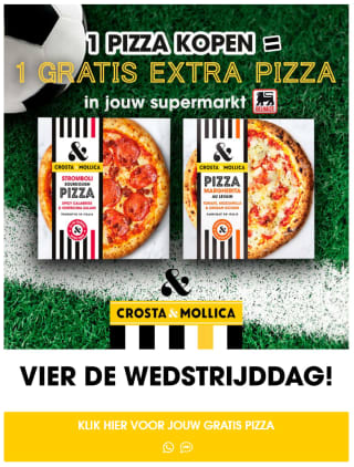 1+1 gratis op Crosta & Mollicate pizza's via Hashting
