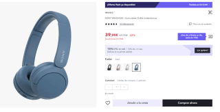 Auriculares Sony WH-CH520 Bluetooth por 27.99€
