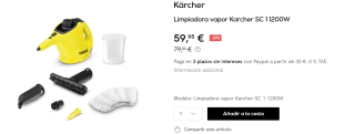 Limpiadora vapor Karcher SC 1 1200W por 59.95€