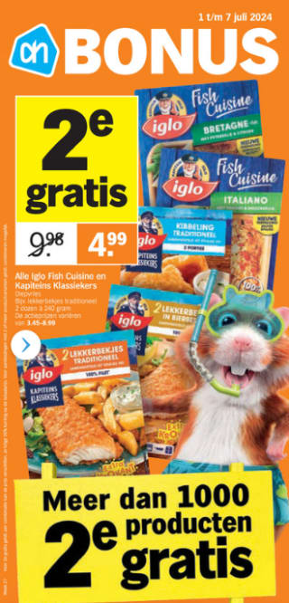 Heel veel producten de 2e gratis bij de AH