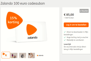 Zalando €100 cadeaubon voor €85 + 500 ING rentepunten