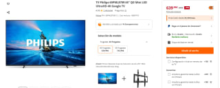 TV Philips 65PML8709 65" QD Mini LED UltraHD 4K Google TV por 635,99€
