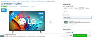 LG Electronics 75QNED85T6C 4K QNED LED-TV 190 cm 75 inch voor €1.299 bij Coolblue