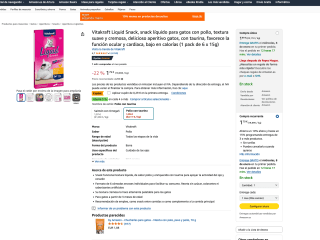snack líquido para gatos con pollo y taurina pack de 6 x 15g por solo 1,50€