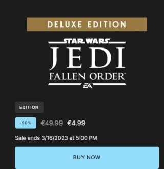 STAR WARS Jedi: Fallen Order Deluxe Edition voor €4,99 bij Epic Games
