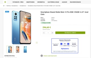 Smartphone Xiaomi Redmi Note 12 Pro 8GB2 56GB por 296,60€