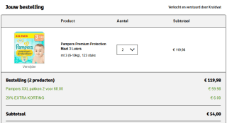 246x Pampers Premium Protection voor €54 bij Kruidvat tijdens de goedkoopavond