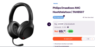 Philips TAH8507BK/00 Draadloze over-ear hoofdtelefoon voor €69,95 bij iBOOD