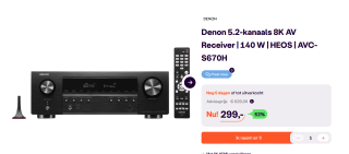 Denon: AVC-S670H 5.2-kanaals 8K AV-versterker voor €299 bij Ibood