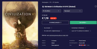 Sid Meier's Civilization VI 6 voor €1,19 via CDkeys