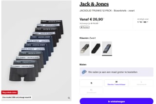 Jack & Jones Solid Trunks Heren (12-pack) voor €26,90 bij Zalando Lounge
