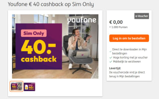 Youfone € 40 cashback op Sim Only voor 1.000 ING punten