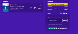 Tarjeta Playstation store de 75€ por solo 62,98€