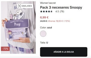 Pack 3 neceseres Snoopy por 6.99€