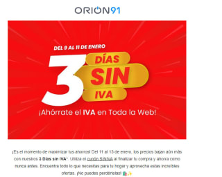Días sin iva en orion91 3 días