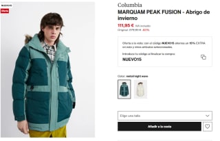 Columbia abrigo invierno Marquam Peak Fusion por 95,15€