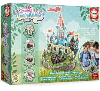 Educa - 3D Dream Garden 2in1 Castillo | Construye con Piezas de cartón a Todo Color Este Maravilloso Castillo y cultiva tu Propio jardín por 6,20€