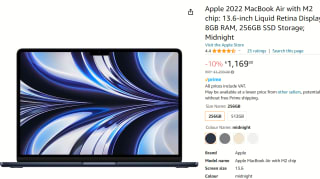 Apple MacBook Air (2022) Apple M2 (8 core CPU/8 core GPU) 8GB/256GB Blauw voor €1169 bij Amazon