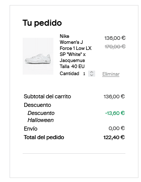 Nike J Force 1 Low LX SP White x Jacquemus por 122,40€