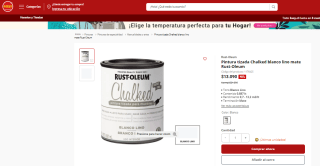 Pintura tizada Chalked blanco lino mate Rust-Oleum por $13.090