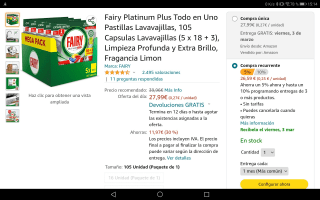 Fairy Platinum Plus Todo en Uno Pastillas Lavavajillas, 105 Capsulas por 26,59€