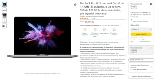 MacBook Pro 2019 i5 1.4 GHz 13" Reacondicionado por $8,777 en Amazon