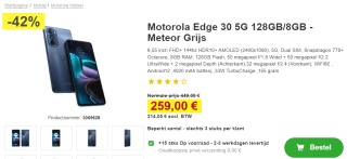 Motorola Edge 30 128GB Blauw voor €259 bij Proshop