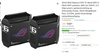 Asus ROG Rapture GT6, 2-pack, Zwart voor €230 na cashback bij Amazon